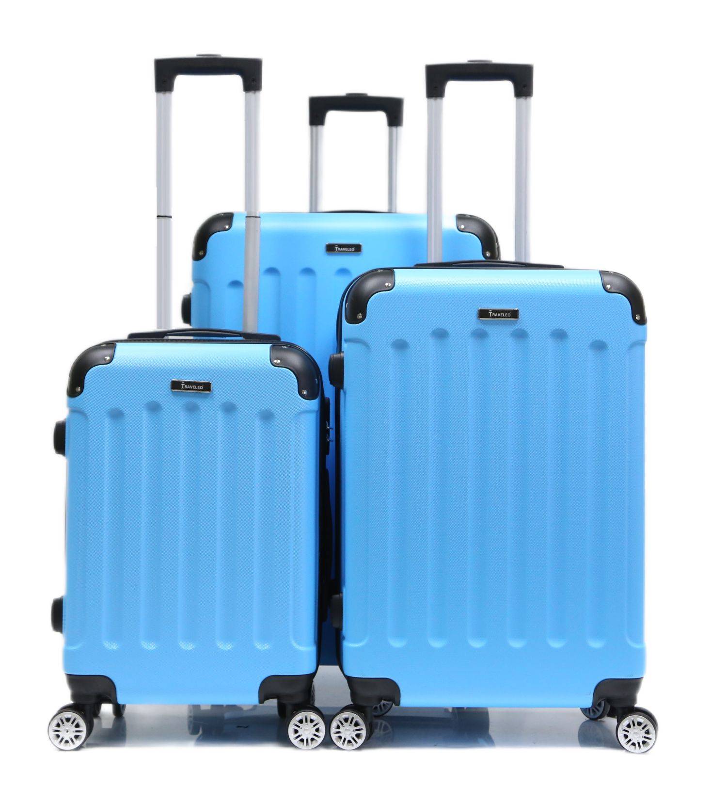 Reisekoffer Koffer 3 tlg Hartschale Trolley Set Kofferset Handgepäck Gepäck Reisetasche Skyblue
