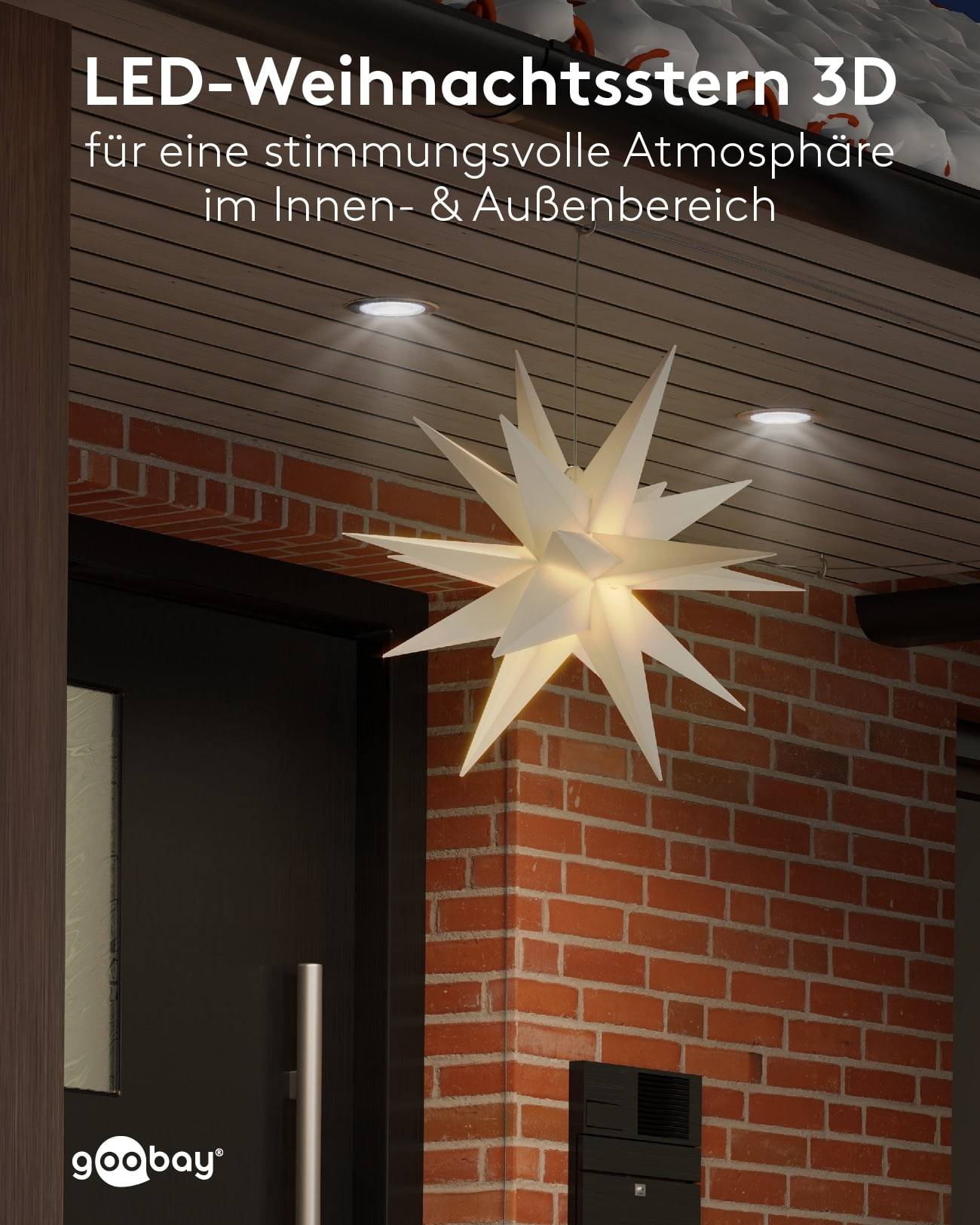 GOOBAY LED-Stern, 18 Zacken, 56cm, Outdoor, Timerfunktion, Batteriebetrieben