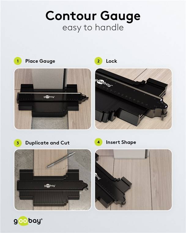 Goobay Konturenlehre, 2er-Set - Konturschablonen mit Feststellhebel zum Fixieren der Kontur