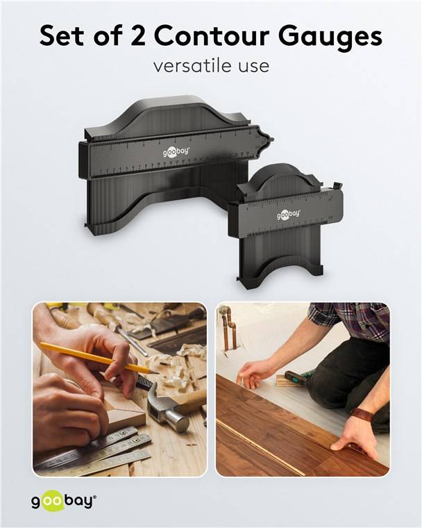 Goobay Konturenlehre, 2er-Set - Konturschablonen mit Feststellhebel zum Fixieren der Kontur