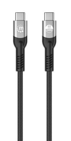 Manhattan USB-C to USB-C Cable (240W), 1m, Male to Male, Black, Thunderbolt 4, 40 Gbps (USB4 Gen 3x2)