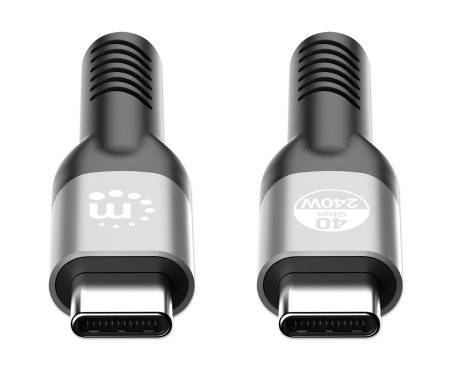 Manhattan USB-C to USB-C Cable (240W), 1m, Male to Male, Black, Thunderbolt 4, 40 Gbps (USB4 Gen 3x2)