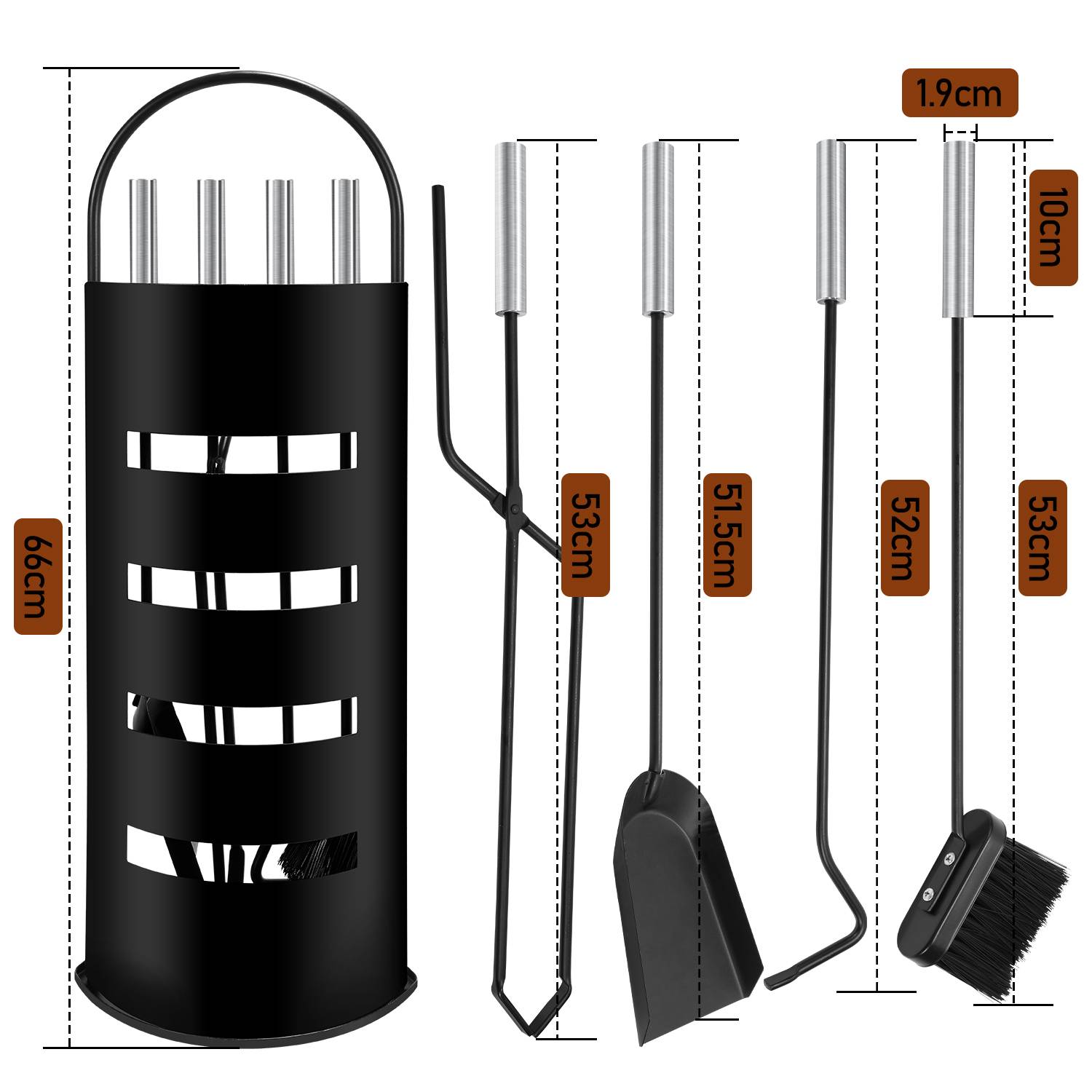 Kaminbesteck modern 5 teilig Kaminzubehör