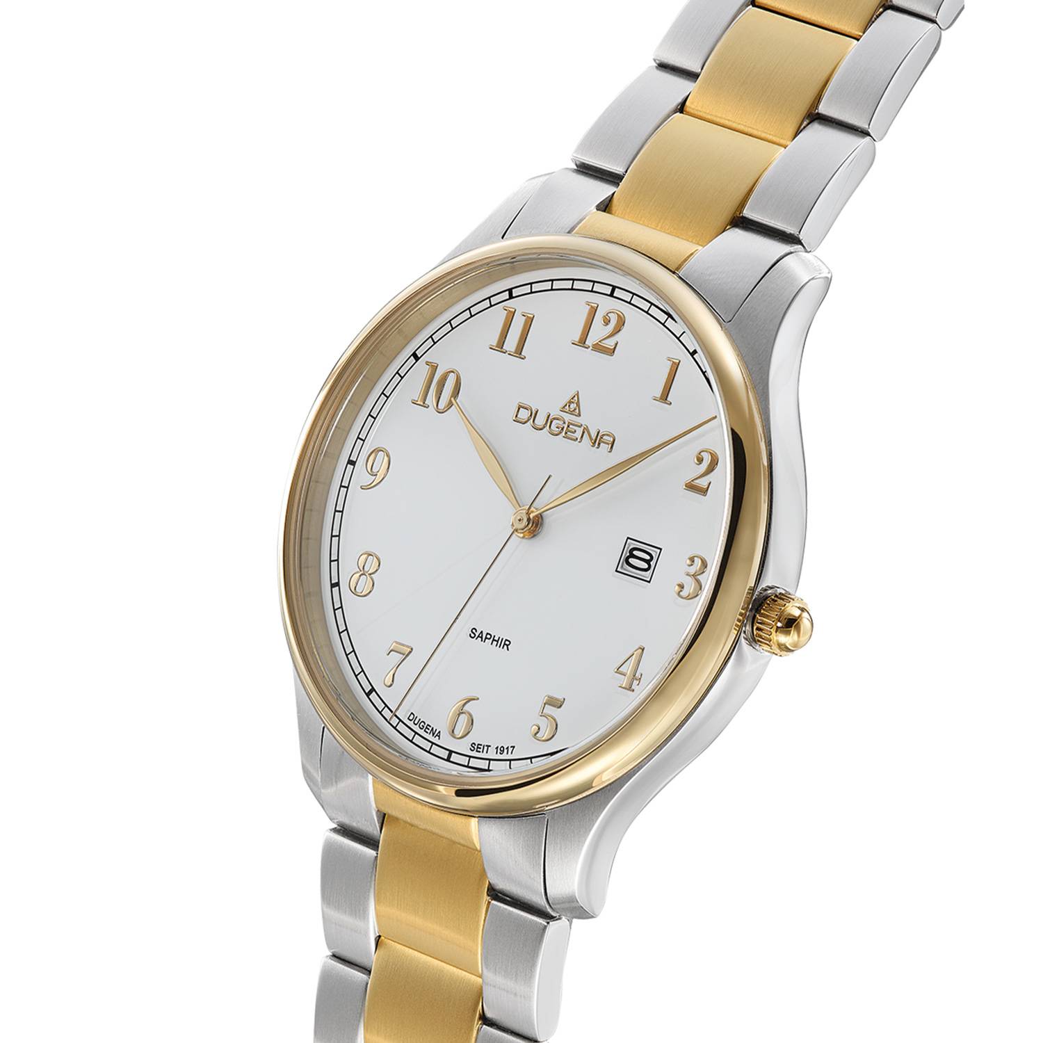 Dugena Herrenuhr Hamburg, Quarzwerk, Edelstahl, Saphirglas, Drückerfaltschließe