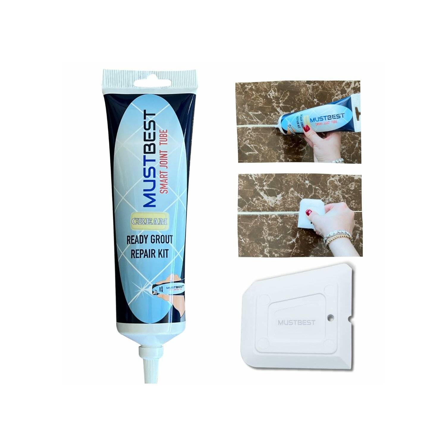 Schnell trocknendes Fliesenmörtelreparatur Füllungen | 380 ml, Creme