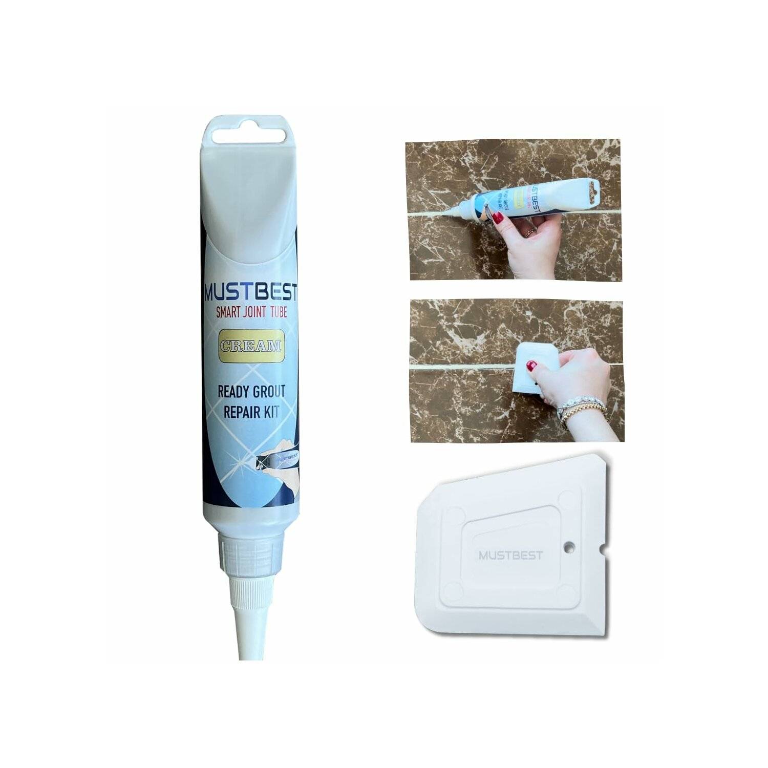 Schnell trocknendes Fliesenmörtelreparatur Füllungen | 250 ml, Cream