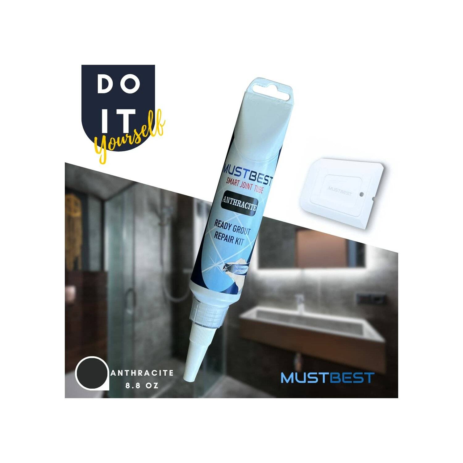 Schnell trocknendes Fliesenmörtelreparatur Füllungen | 250 ml, Anthrazit