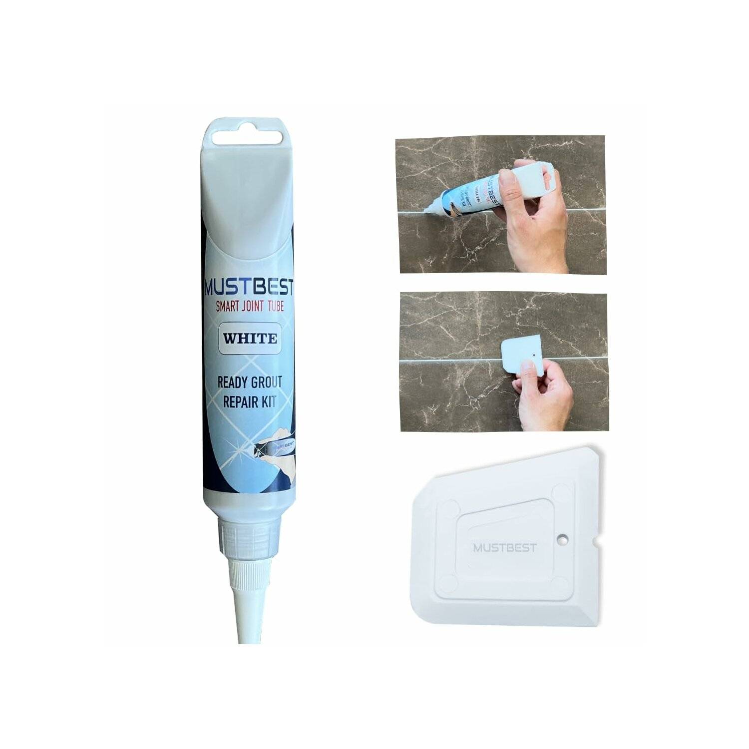 Schnell trocknendes Fliesenmörtelreparatur Füllungen | 250 ml, Weiß