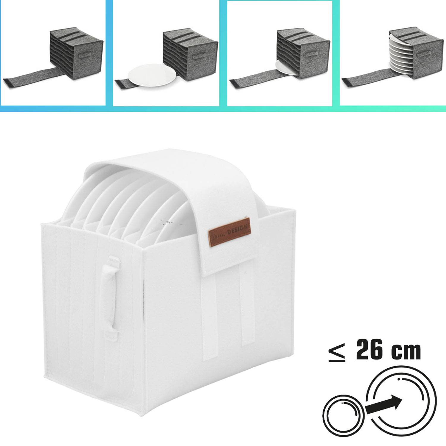 Wohnmobil Tellerhalter Filz für 8 Teller - 27x20x18 Camping Geschirr Organizer