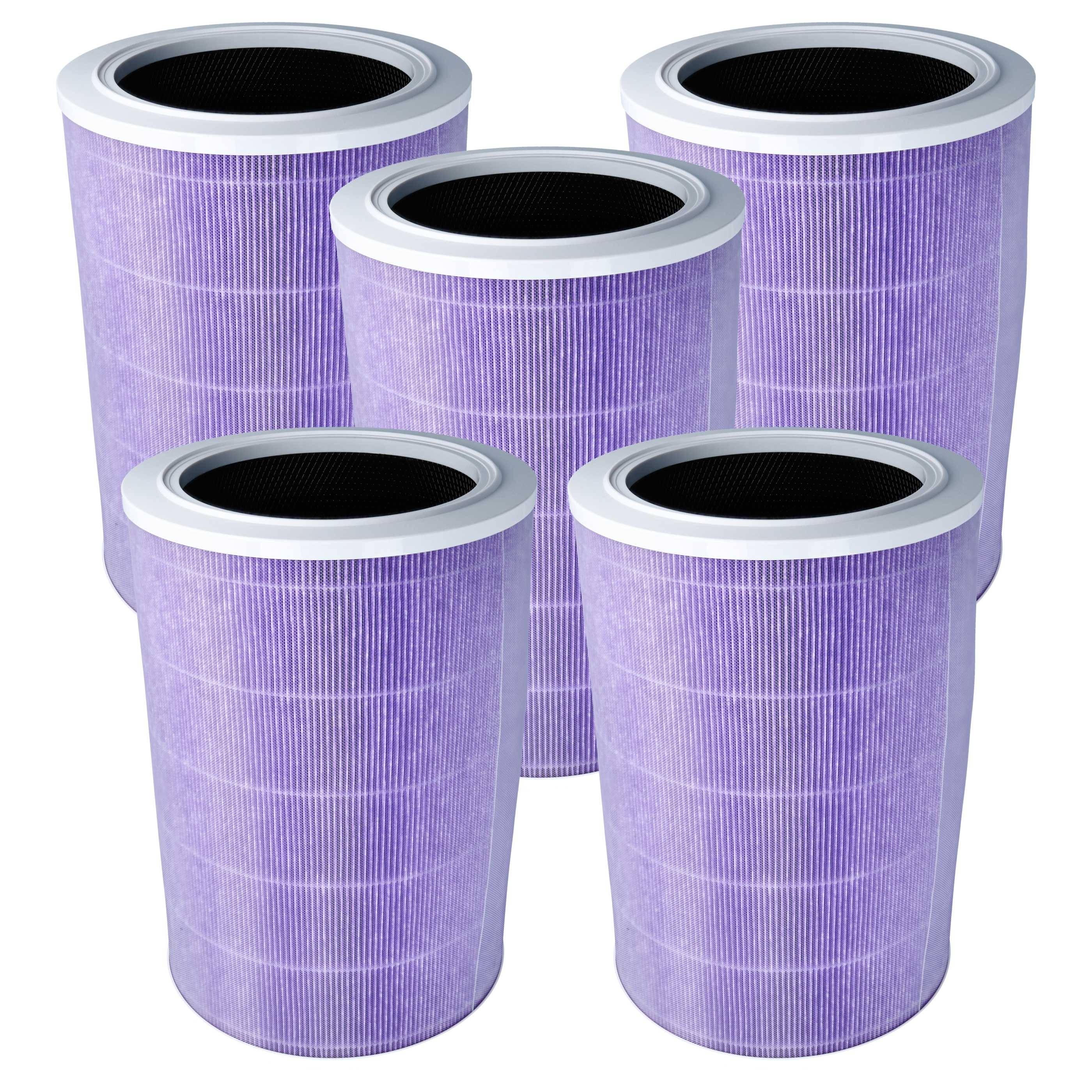 vhbw 5x HEPA Filter kompatibel mit Trebs 49101 | 49100 Luftreiniger - Ersatz-Filter mit integriertem Aktivkohle-Filter, antibakteriell