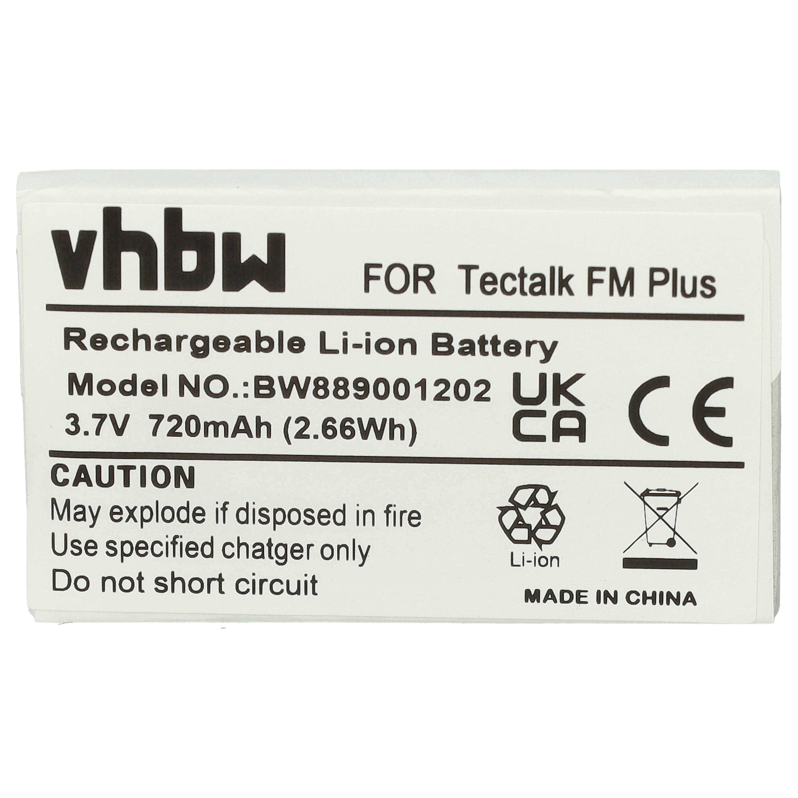 vhbw Akku kompatibel mit Intek T60 Funkgeräte mit UKW-Radio (720 mAh, 3,7 V, Li-Ion)