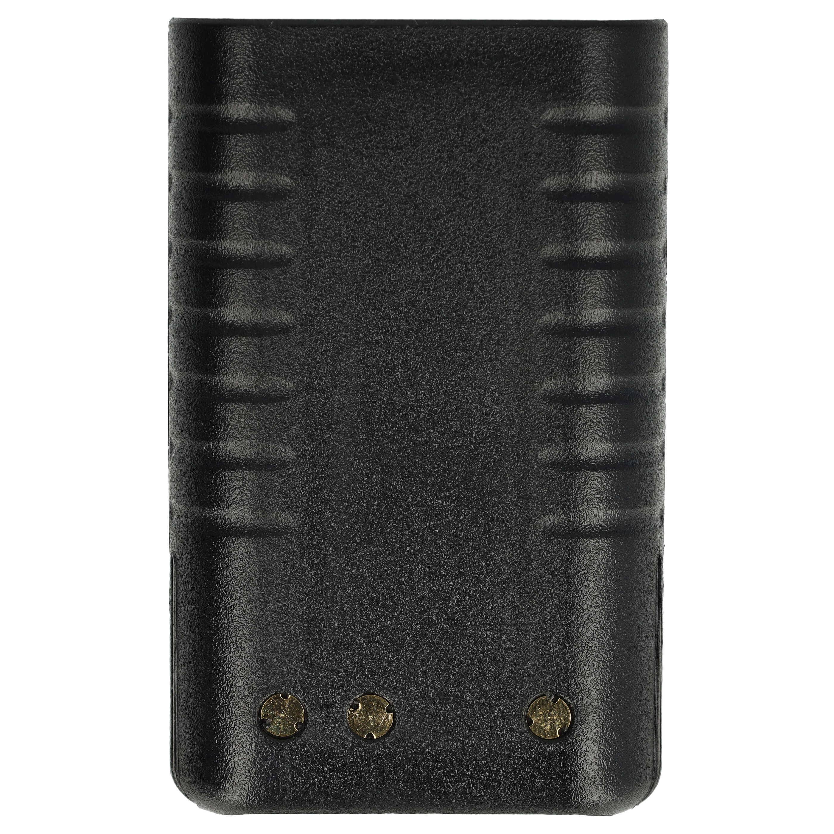 Ein schwarzes, rechteckiges Batteriepack mit drei sichtbaren Metallkontaktpunkten auf der Unterseite.