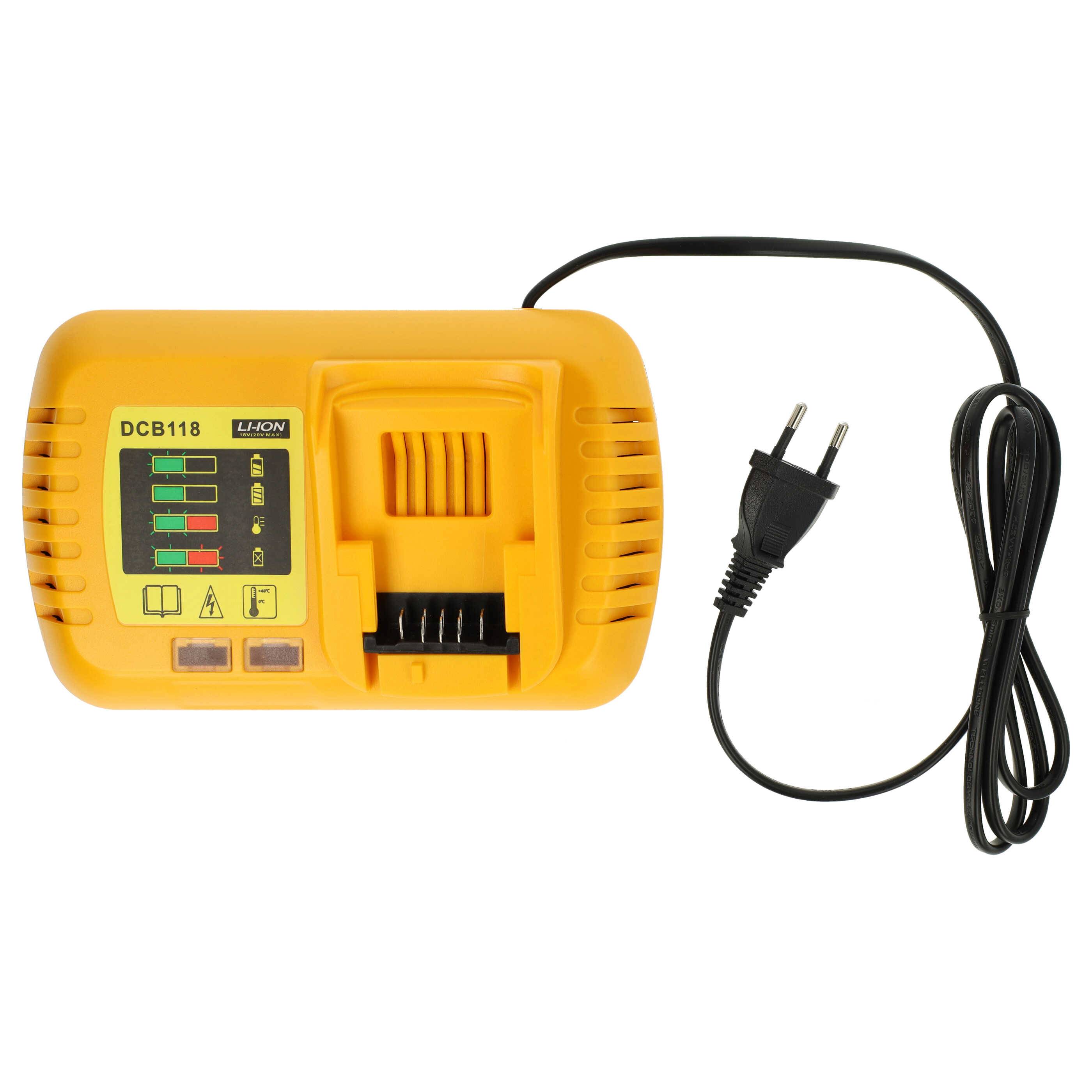 vhbw Schnellladegerät kompatibel mit Dewalt DCHJ063C1, DCHJ064, DCHJ064B, DCHJ065, DCHJ065B, DCHJ065C1, DCHJ066 Werkzeug Akkus