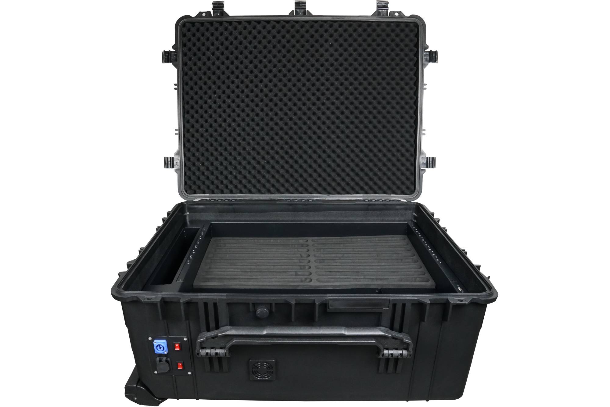 ATON2 T16C Tablet-Ladetrolley, USB-C™ Ausführung, aktive Belüftung, Zusatzsteckdosen, schwarz