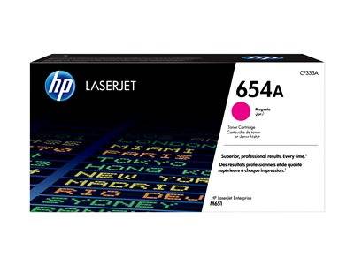 HP LaserJet 654A Magenta Tonerkassette Verpackung mit dem HP-Logo und Text, der 