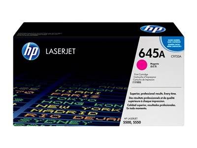 HP LaserJet 645A Magenta Drucktoner für professionelle Druckergebnisse. Modellnummern 5500, 5550 aufgeführt.