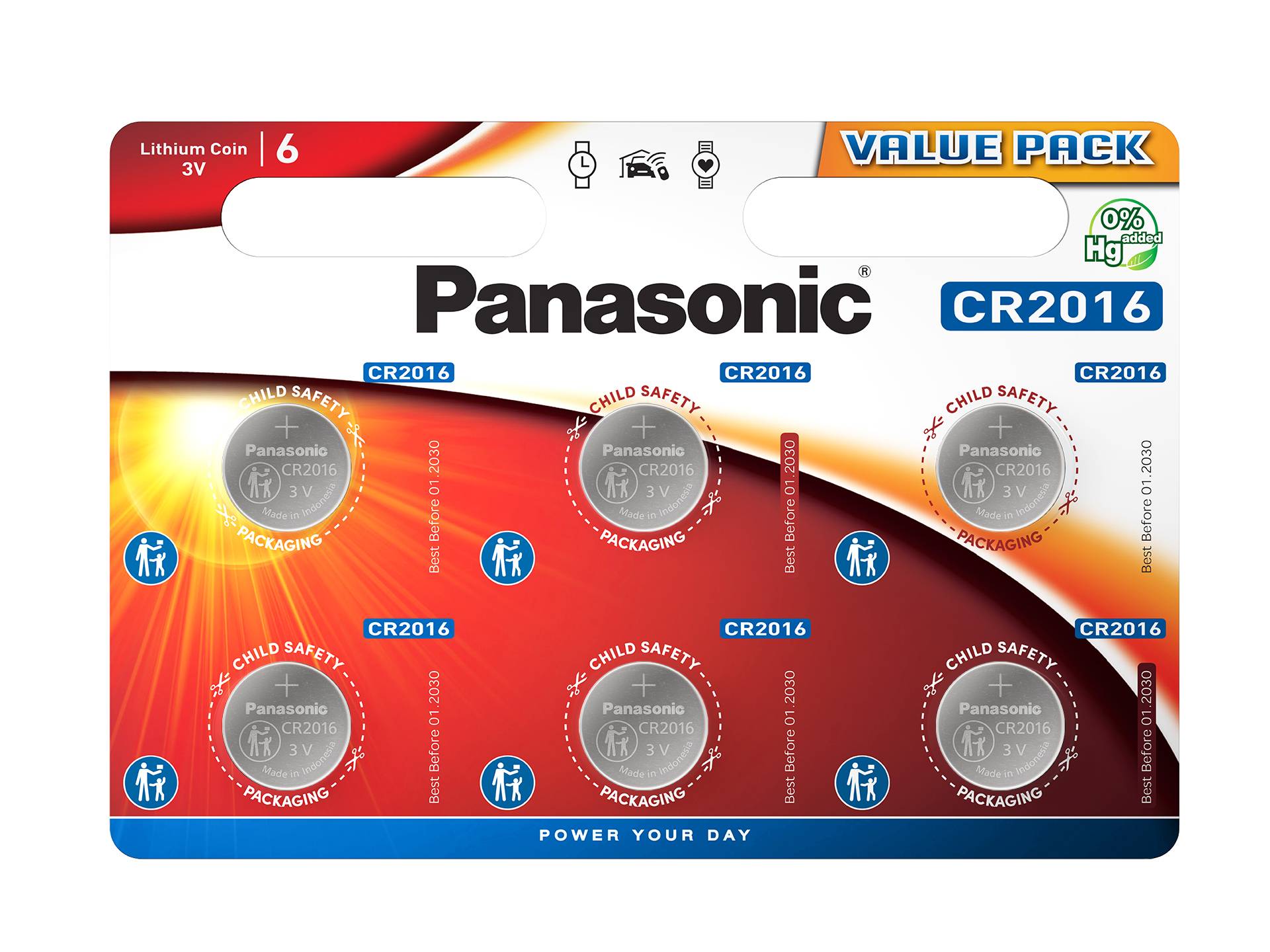 Panasonic Knopfzelle Lithium 3V CR2016 | DL2016 | BR2016 | LM2016 6er-Pack