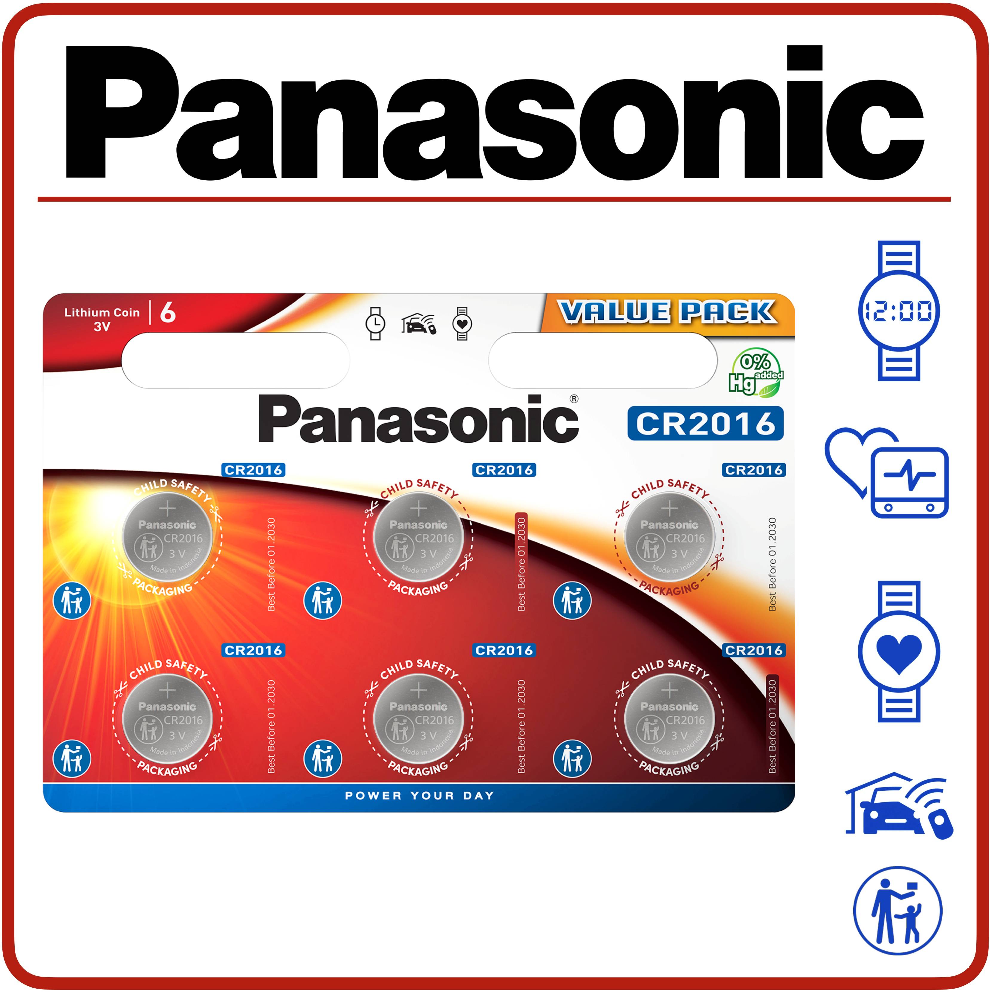 Panasonic Knopfzelle Lithium 3V CR2016 | DL2016 | BR2016 | LM2016 6er-Pack