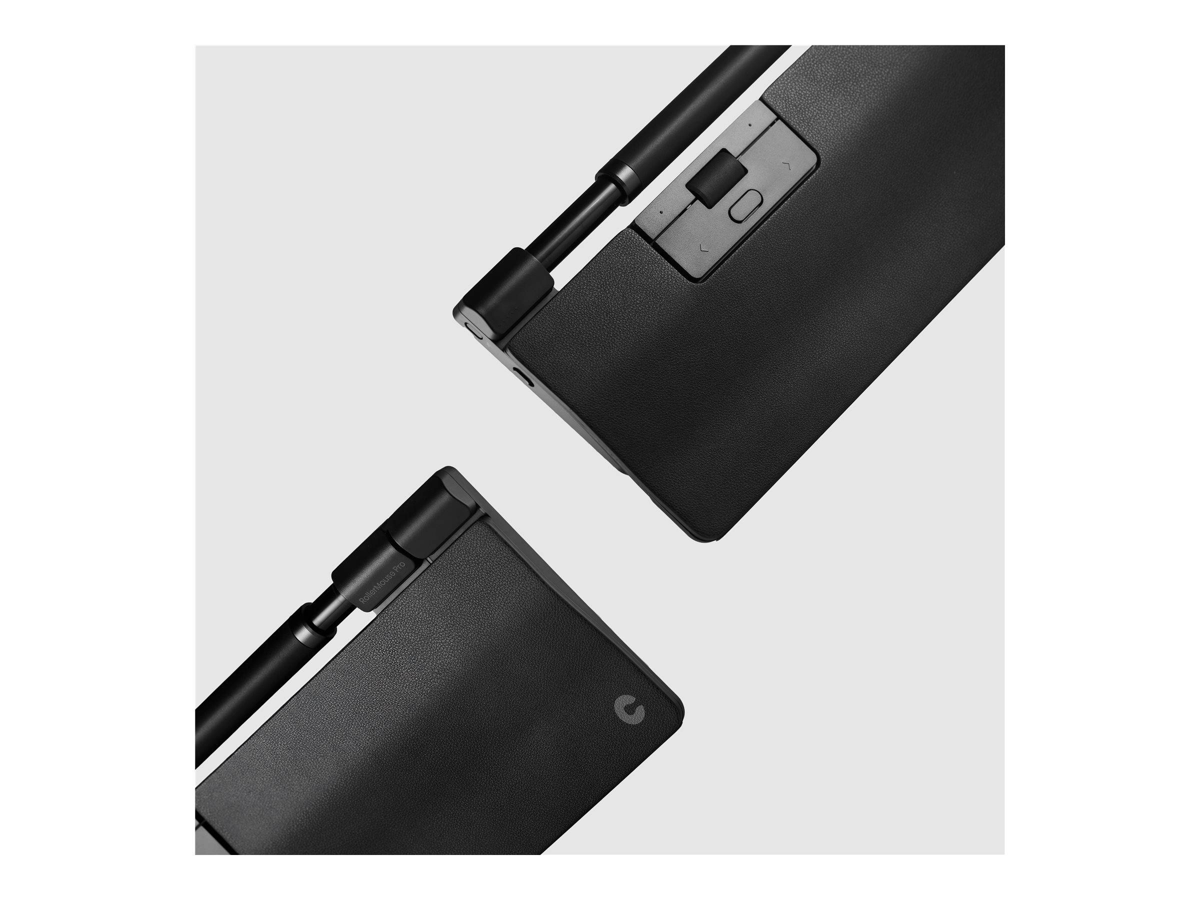 Contour Design RollerMouse Pro (Kabelgebunden) mit Regular Handballenauflage aus veganem Leder - Rollerbar - USB Typ-A - 2800 DPI - Schwarz