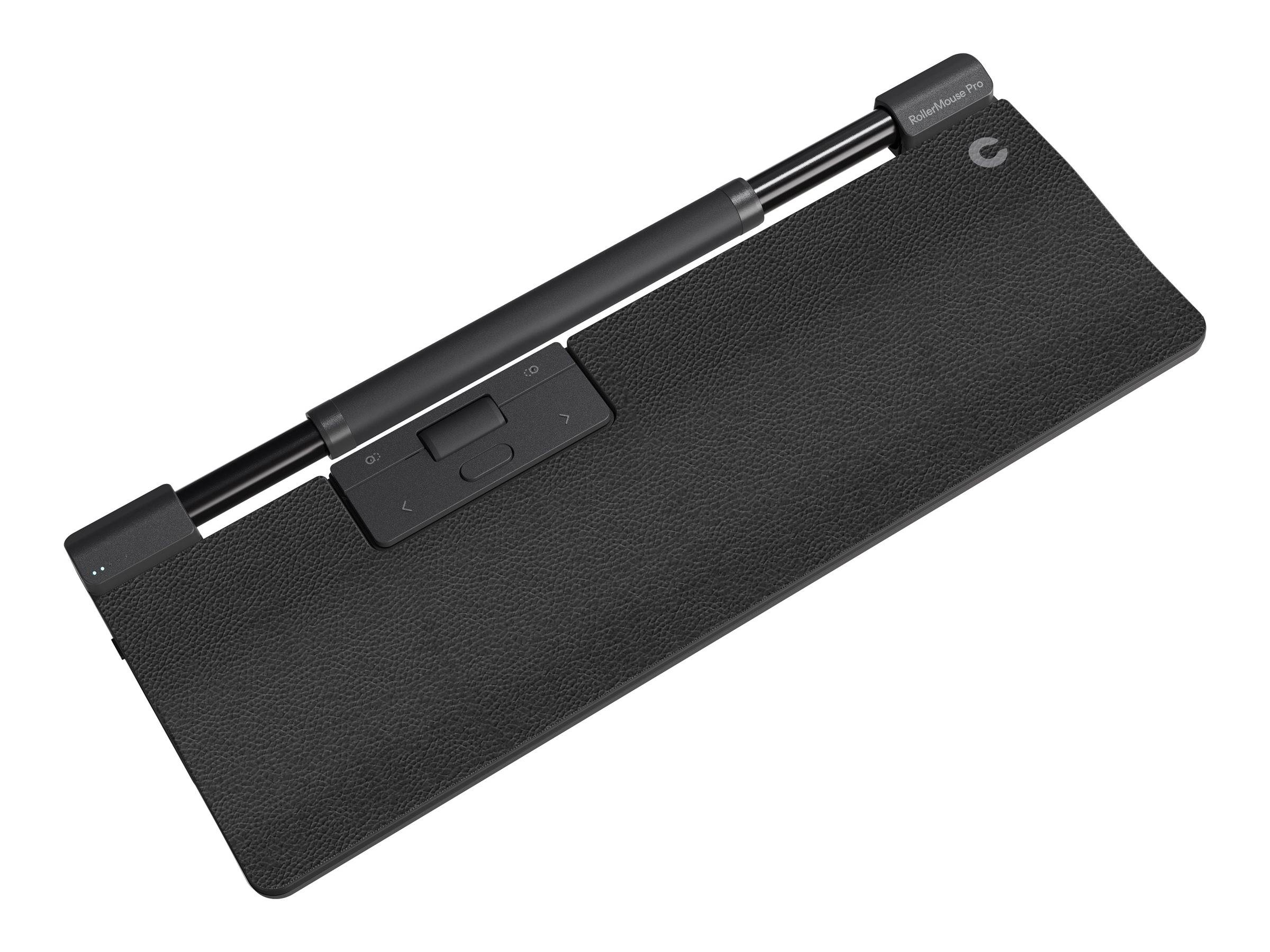 Contour Design RollerMouse Pro (Kabelgebunden) mit Regular Handballenauflage aus veganem Leder - Rollerbar - USB Typ-A - 2800 DPI - Schwarz