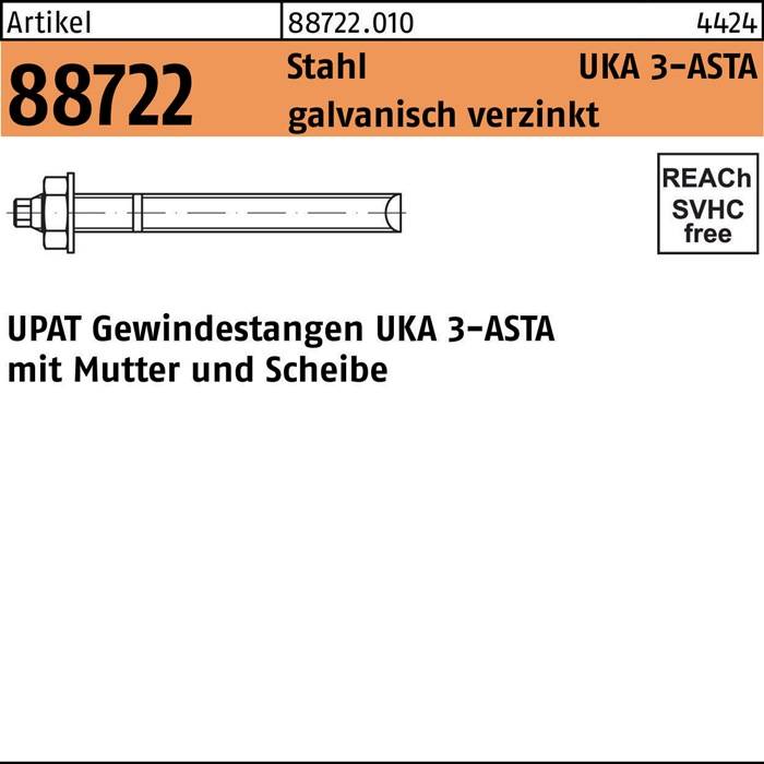 Ankerstange R 88722 ASTA M10x130 Stahl galv.verz. 10 Stück UPAT