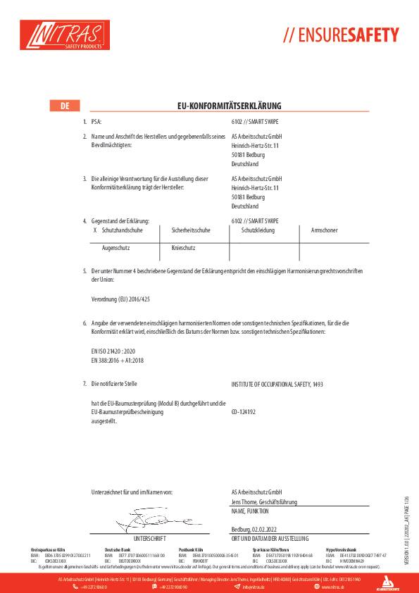 Handschuhe SMART SWIPE Gr.11 schwarz/weiß EN 388 PSA II NITRAS