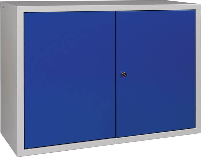 Hängeschrank H600xB800xT300mm Vollblech,1 BD Stahlbl.lichtgrau/enzianblau