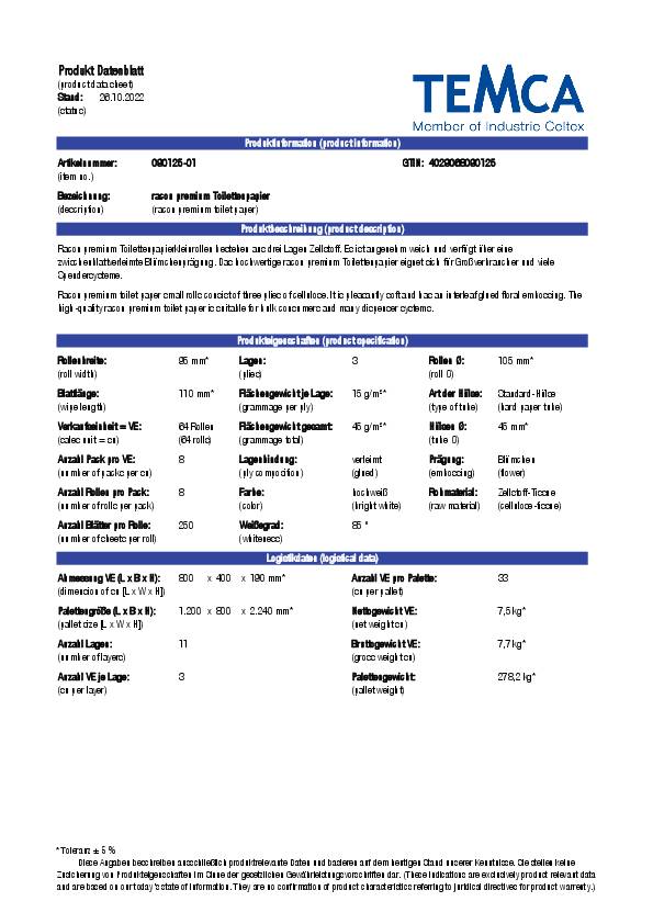 Toilettenpapier Racon Premium 3-lagig 64 RL à 250 Bl.RACON