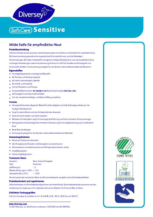 Handwaschlotion Care Soft Sensitiv 1l DIVERSEY