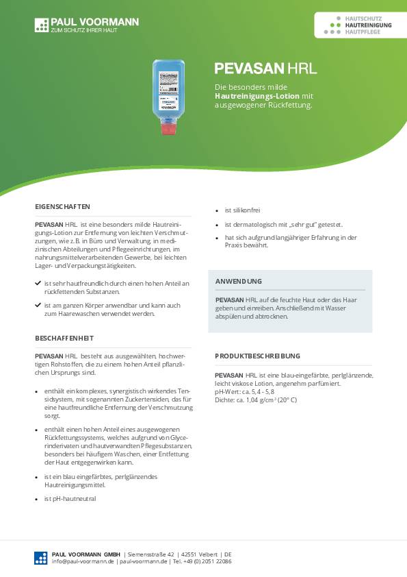 Handreinigung Pevasan HRL 250ml silikonfrei,pH-neutral Tube PAUL VOORMANN