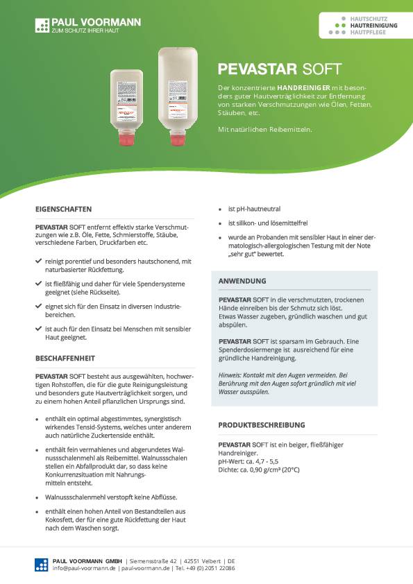 Handreinigung Pevastar SOFT 2l silikon- u.lösemittelfrei Softflasche
