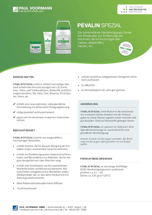 Handreinigungscreme Pevalin Spezial 250ml rückfettend Tube PAUL VOORMANN