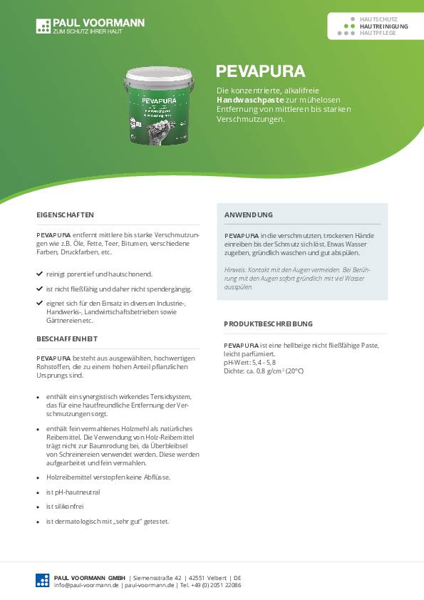 Handreinigungspaste Pevapura 10l silikonfrei Eimer PAUL VOORMANN