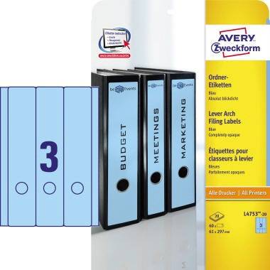 Avery Zweckform Ordneretikett L4753-20 lang/breit bl 60 St./Pack.
