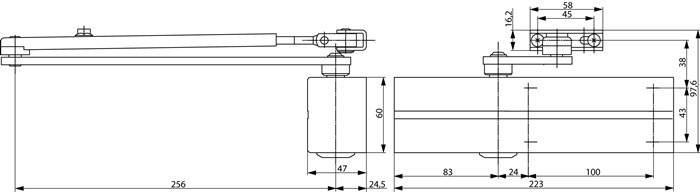 Scherentürschließer DC 200 silber EN 2-4 ASSA ABLOY
