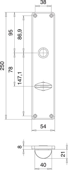 Renovierschildpaar 220 WC VA F00 WC Entf.78mm EDI