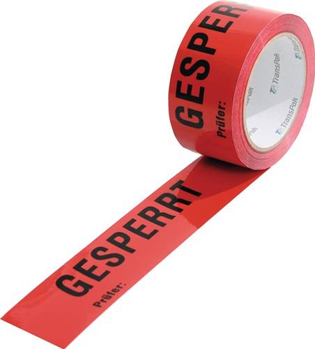 TransPak AG Warnklebeband PP Gesperrt L.66 m,B.50mm rot Rl.TRANSPAK 5570008