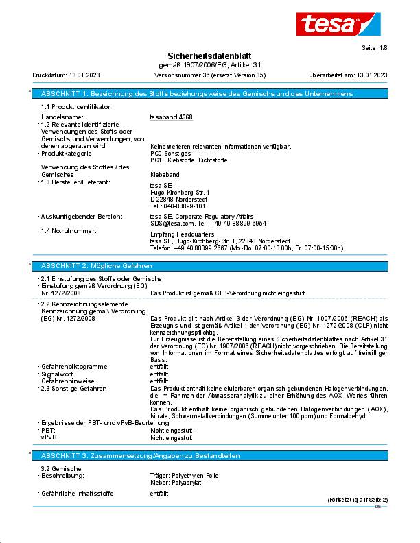 Folienreparaturband tesaband® 4668 transp.L.33m B.50mm Rl.TESA