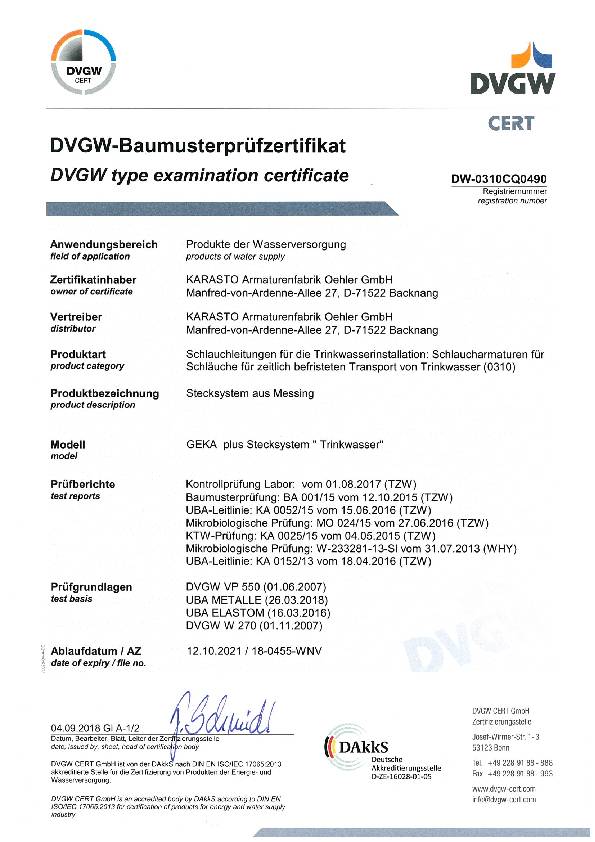 Wasserstopp GEKA plus-Stecksystem KTW MS Schl.-Gr.19mm SB GEKA