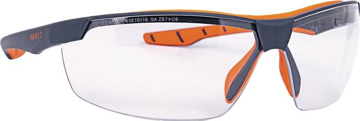 Schutzbrille Flexor Plus EN 166 Fassung:dunkelgrau-orange Scheibe:klar PC INFIEL