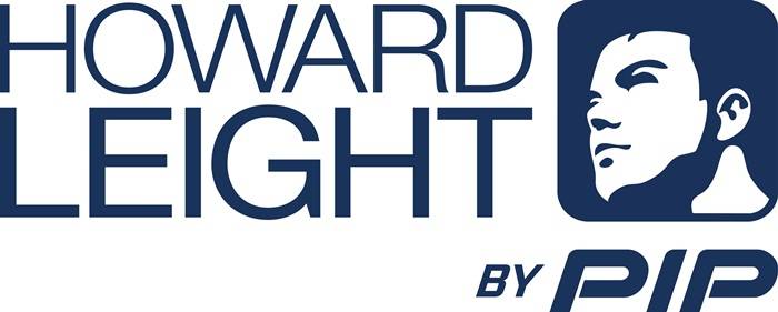 Howard Leight by PIP Logo, mit einem stilisierten Profil eines Mannes in einem blauen Quadrat.