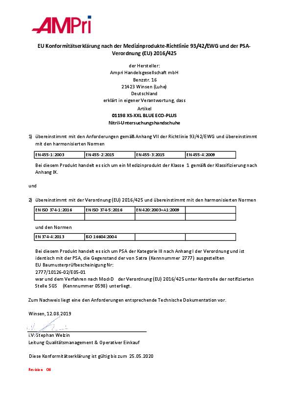 Einw.-Handsch.Blue Eco Plus Gr.M blau Nitril 100 St./Box