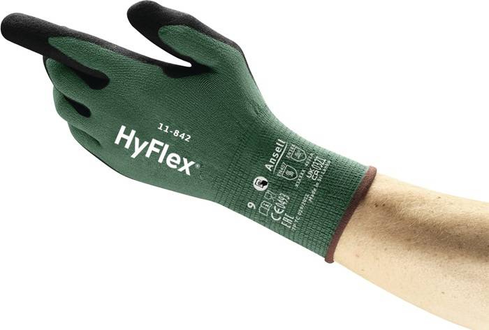 Handschuhe HyFlex 11-842 Gr.9 schwarz/grün EN ISO 21420,EN 388,EN407