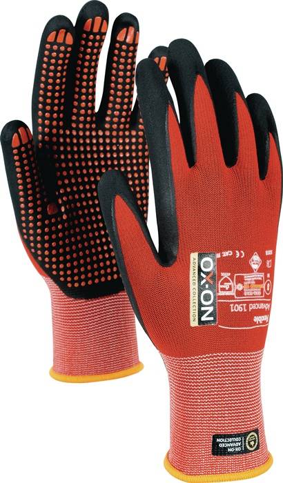 Handschuh Flexible Advanced 1901 Gr.10 schwarz/rot EN388 EN420+A1 PSA II OX-ON