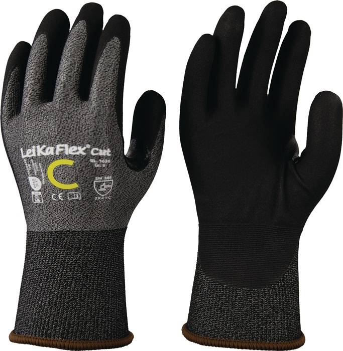 Schnittschutzhandschuhe LeiKaFlex® CUT RL 1636 Gr.8 grau/schwarz EN 388 PSA II