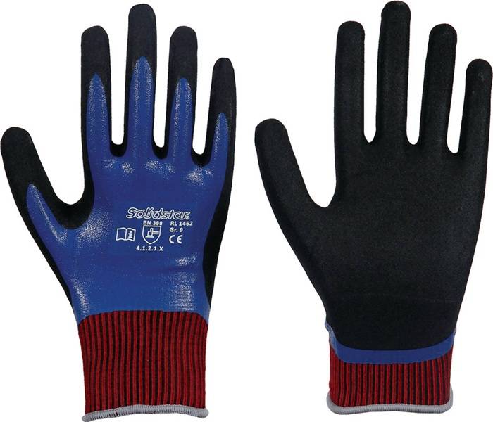 Handschuhe Solidstar Nitril Grip Complete 1462 Gr.10 blau EN420+EN388 PSA II