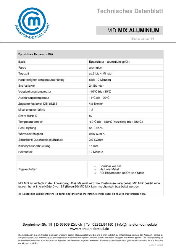 Reparaturkitt MD MIX METALL grau-schwarz 56g Stick MARSTON