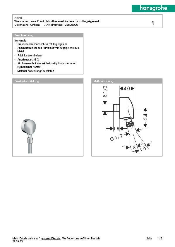 Schlauchanschluss HANSGROHE