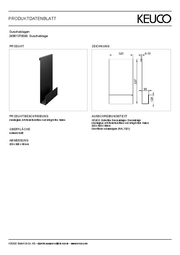 Keuco Duschablage mit seitlichem Haken sw ma