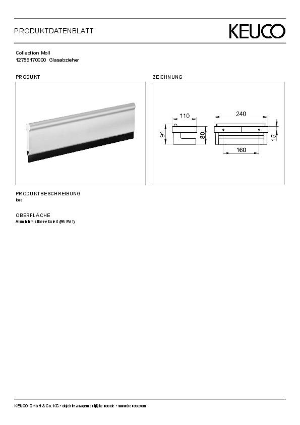 Keuco Glasabzieher COLLECTION MOLL lose Aluminium silber-eloxiert